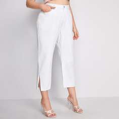 на пуговицах Одноцветный Джинсы размер плюс Shein