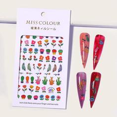 1 лист стикер для дизайна ногтей с цветочным и лиственным рисунком Shein