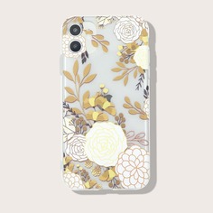 Прозрачный чехол для iPhone с цветочным принтом Shein