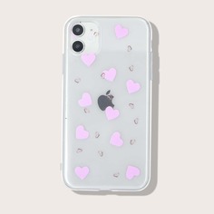 Прозрачный чехол для iPhone с узором сердечка Shein