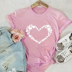 Футболка с принтом сердца Shein