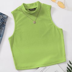 Маленький однотонный топ с высоким воротником Shein