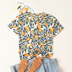 Фрукты и овощи Повседневный Футболки Shein