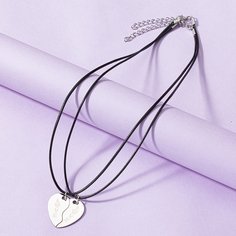2шт ожерелье с половинным сердечком Shein