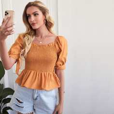 узел Одноцветный Бохо Блузы Shein