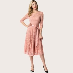Кружевное платье с поясом Shein