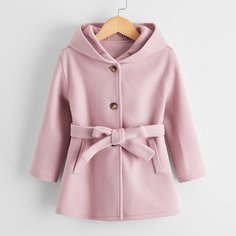 на пуговицах Одноцветный Повседневный Пальто для маленьких девочек Shein