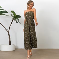 с поясом цветочный Бохо Комбинезоны Shein
