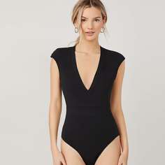 Боди с глубоким вырезом из эластана Shein