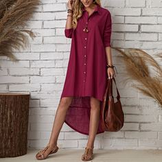 Разрез Одноцветный Повседневный Платье Shein