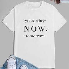 Мужская футболка с круглым вырезом и принтом букв Shein