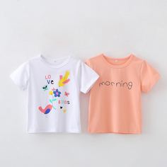 Цветочный Повседневный Футболки для маленьких девочек Shein