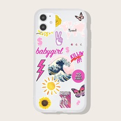 Чехол для iPhone с принтом бабочек и подсолнухов Shein