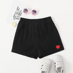 Шорты с принтом сердечка для девочек Shein