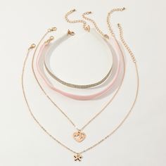 Ожерелье с сердечком и бабочкой 4шт Shein