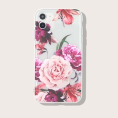 Прозрачный чехол для iPhone с цветочным принтом Shein