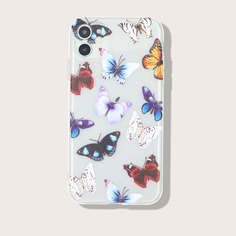 Прозрачный чехол для iPhone с принтом бабочек Shein