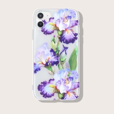 Прозрачный чехол для iPhone с цветочным принтом Shein