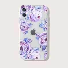 Прозрачный чехол для iPhone с цветочным принтом Shein