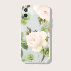 Прозрачный чехол для iPhone с цветочным принтом Shein