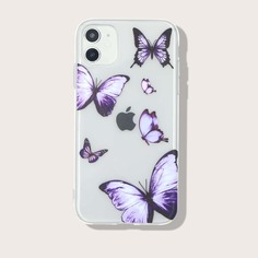 Прозрачный чехол для iPhone с принтом бабочек Shein