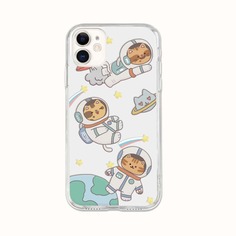 Прозрачный чехол для телефона с рисунком космического кота Shein