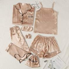 на пуговицах буква Элегантный Пижама размер плюс Shein