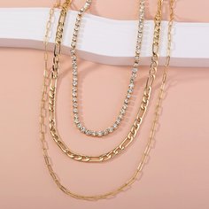 Ожерелье со стразами 3шт Shein