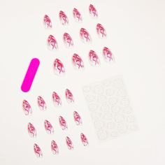 24шт Накладные ногтии 1 лист ленты и 1шт пилочка для ногтей Shein