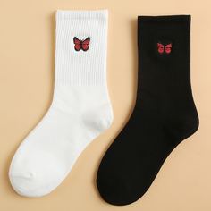 2 пары носки с вышивкой бабочки Shein