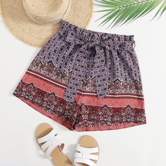 Пояс Этнический принтом Бохо Шорты Shein