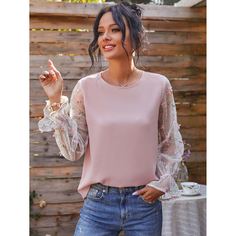 с вышивкой Цветочный Элегантный Блузы Shein
