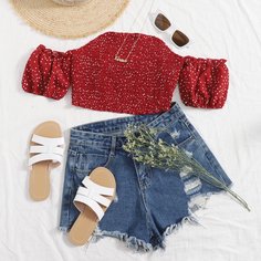 Топ с открытыми плечами Shein