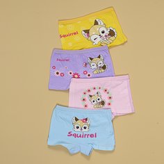 4шт нижнее белье с мультипликационным принтом для девочек Shein