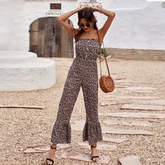 С оборками цветочный Бохо Комбинезоны Shein