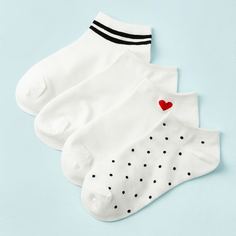 Носки в горошек с принтом "сердце" 4 пары Shein