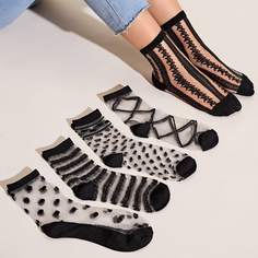 Сетчатые носки с оригинальным узором 5 пар Shein