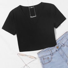 Короткий топ с v-образным вырезом Shein