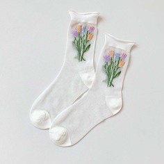 Сетчатые носки с цветочным узором Shein