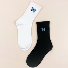2 пары носки с вышивкой бабочки Shein