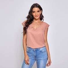 Однотонный топ с разрезом Shein