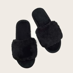 Плюшевые шлепанцы с открытым носком Shein