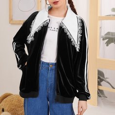 на молнии Полосатый Спортивный жакеты Shein
