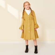 Пальто с оригинальным рукавом и пуговицами для девочек Shein