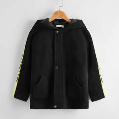 на молнии буква Повседневный Пальто для мальчиков Shein