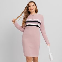 Платье-свитер размера плюс с молнией Shein