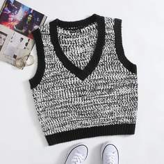 Трикотажный жилет с v-образным воротником Shein