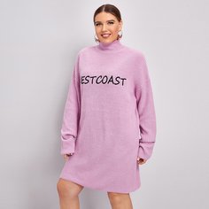 Платье-свитер размера плюс с текстовым узором Shein