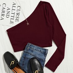 Кроп футболка на одно плечо Shein