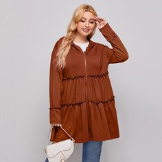 Свитшот размера плюс с молнией и капюшоном Shein